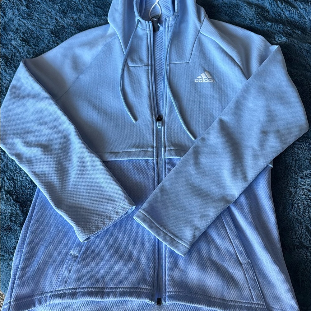 Adidas Periwinkle Blue Full-Zip Performance Hoodie - Size Small
